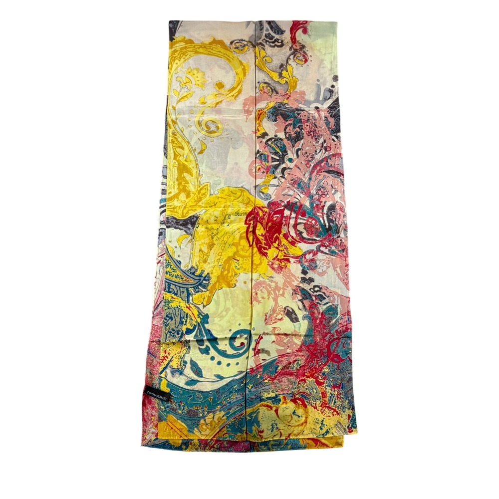 Cynthia Rowley Scarf Multi Color Paisley Abstract Print Lightweight Rectangular